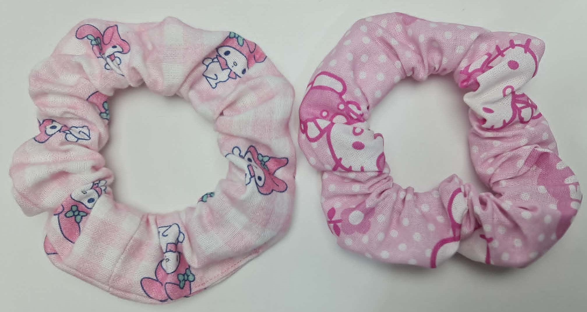Hello Kitty 4 Pack Scrunchies Hair Tie Pony Tail Handmande