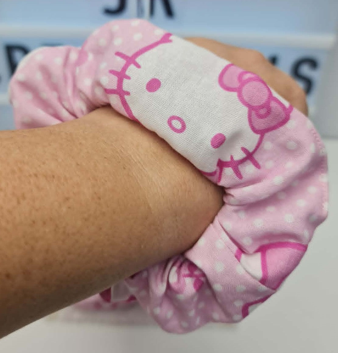 Hello Kitty Polka Dotted Pink Scrunchie Cotton Hair Tie Ponytail