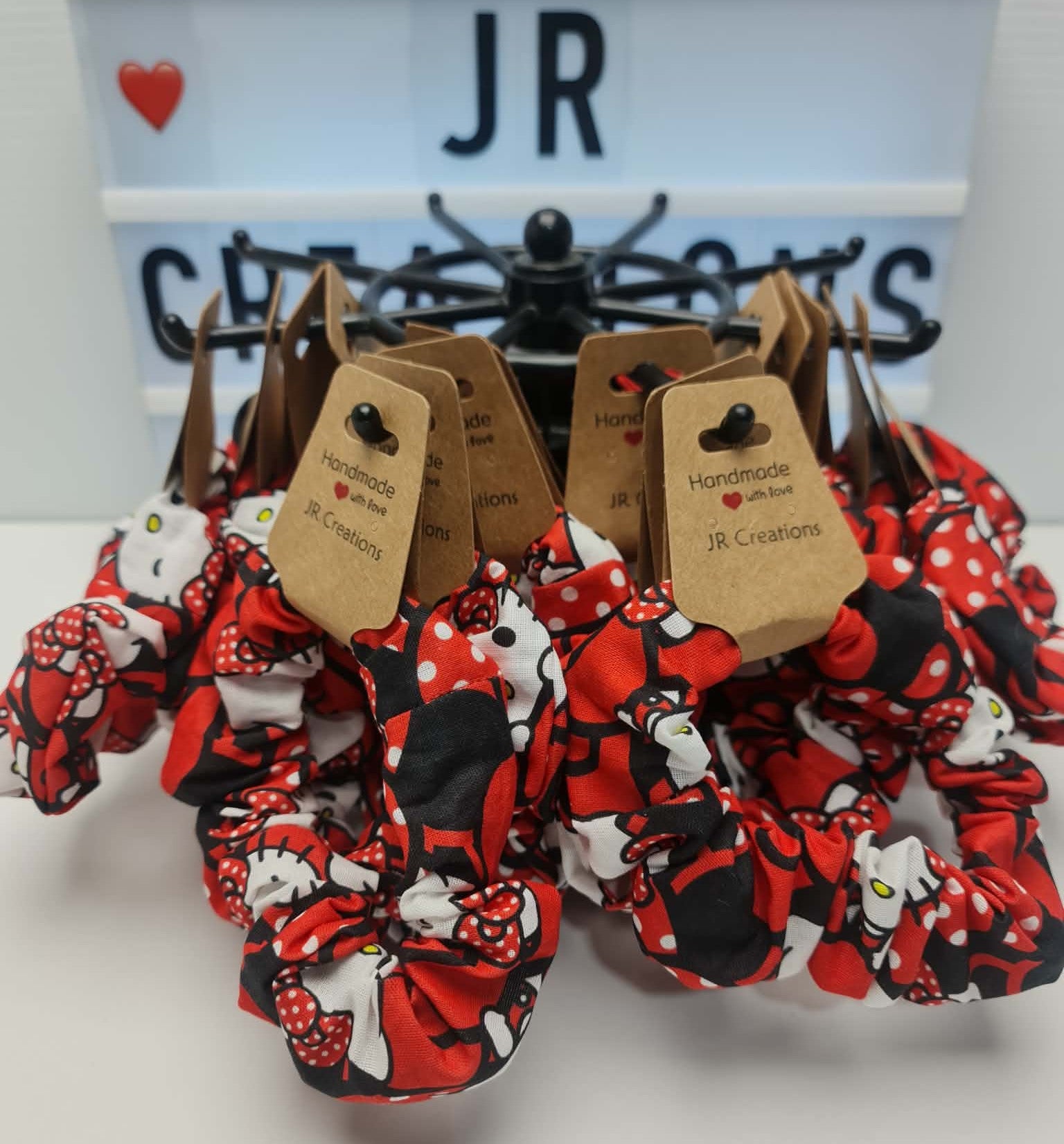 Hello Kitty Hair Scrunchy Hair tie Ponytail Holder Red Cotton