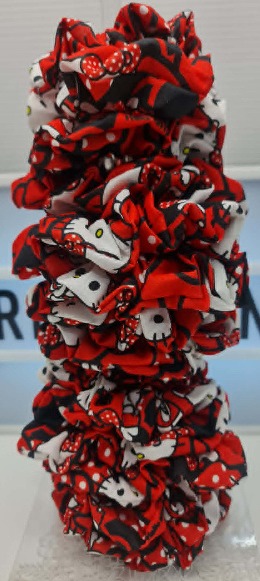Hello Kitty Hair Scrunchy Hair tie Ponytail Holder Red Cotton