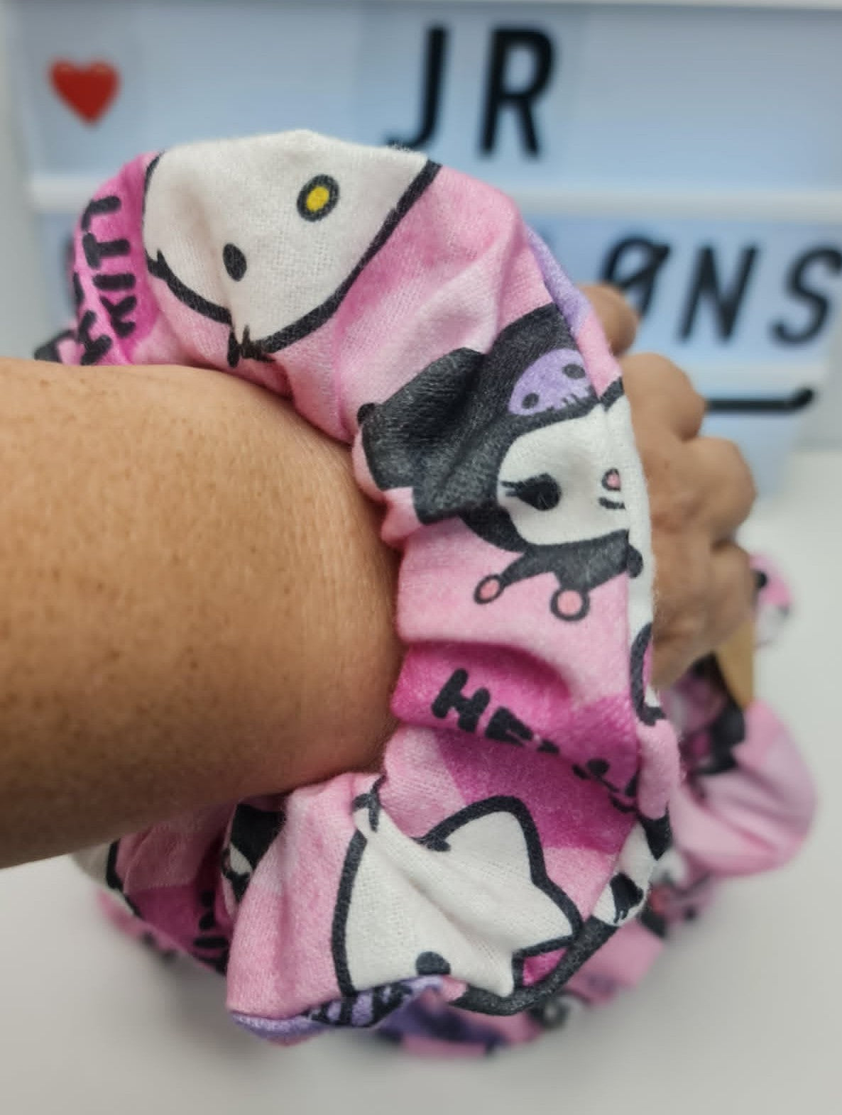 Hello Kitty & Kuromi Scrunchie Pink Flannelette Fabric