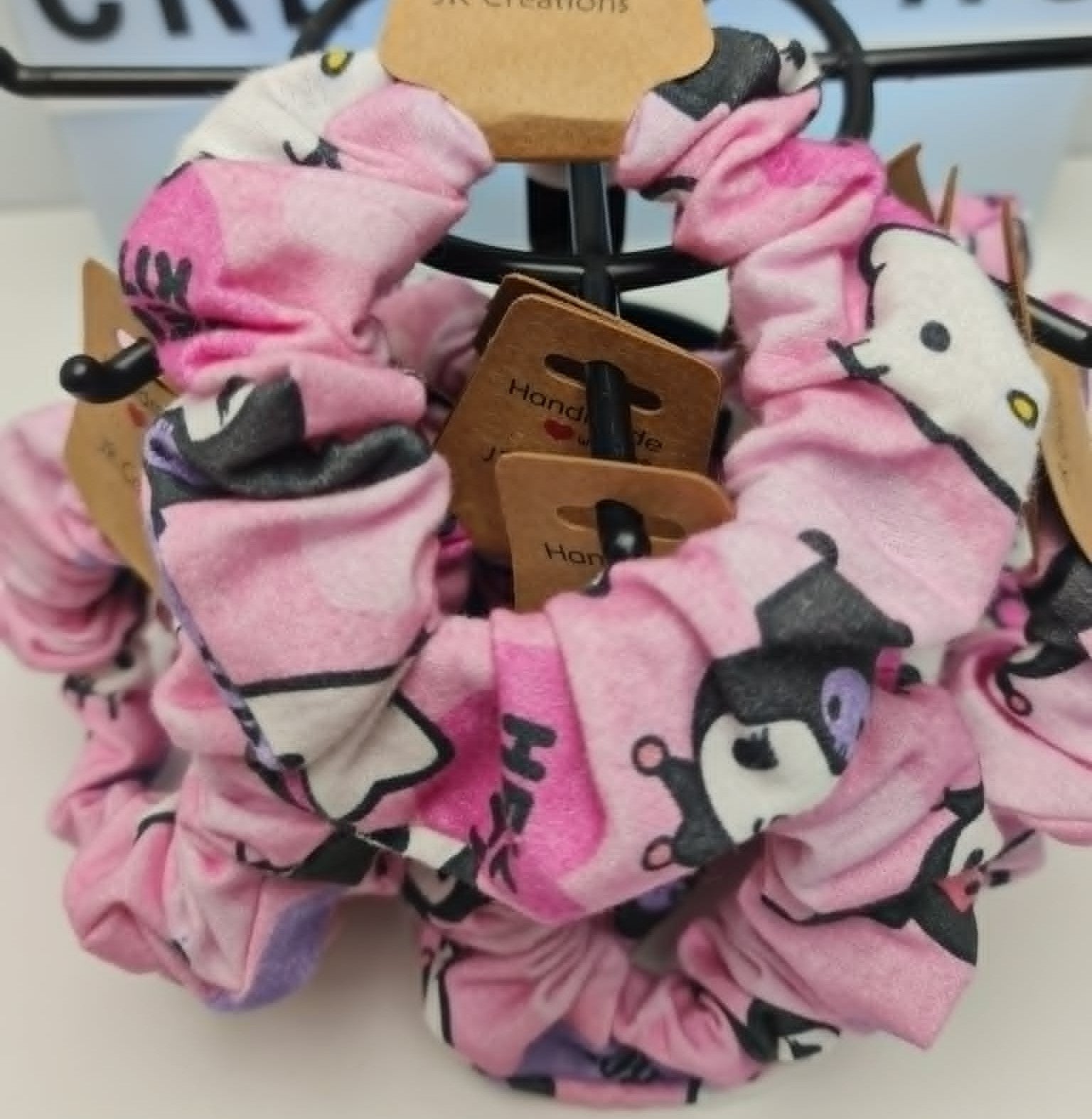 Hello Kitty & Kuromi Scrunchie Pink Flannelette Fabric