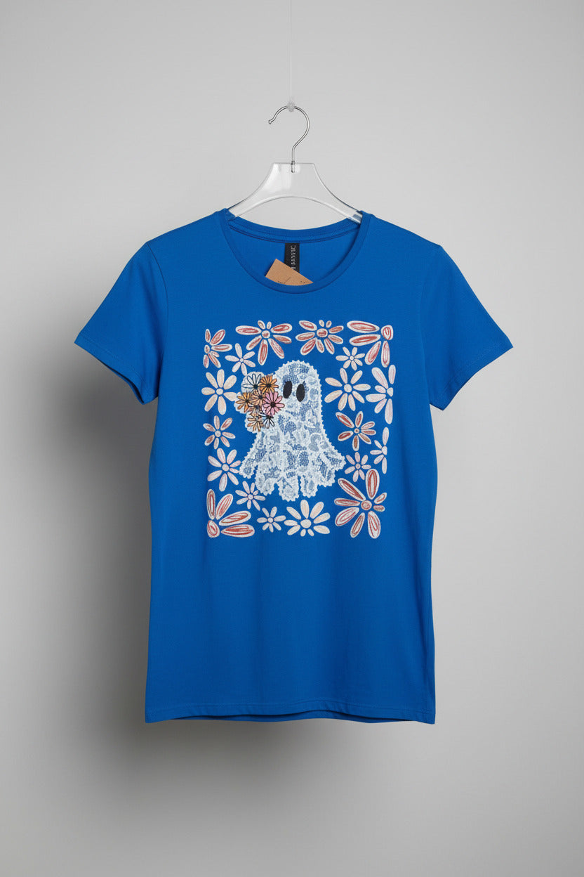 Graphic T Shirt White Lace Ghost Size Adult Large