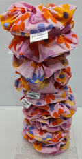 Multicolored Flower and Leaf Scrunchie Hair Tie Stretchy Fabric