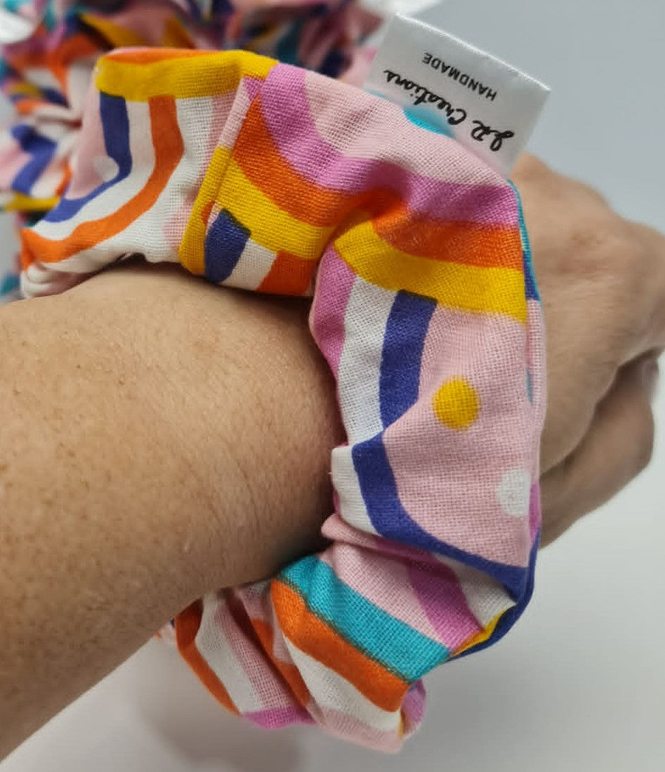 Multicolored Striped Cotton Handmade Scrunchie