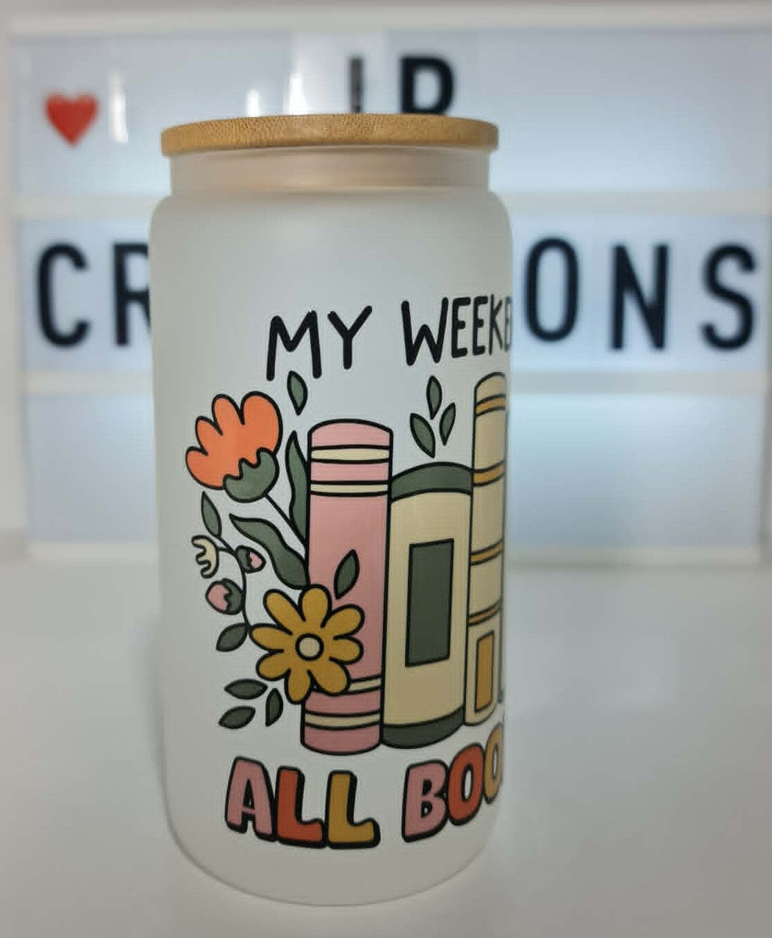 "My Weekend is all booked"  16oz Frosted Glass Tumbler