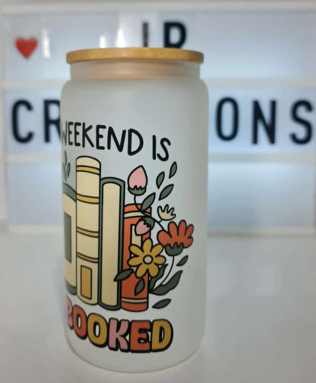 "My Weekend is all booked"  16oz Frosted Glass Tumbler