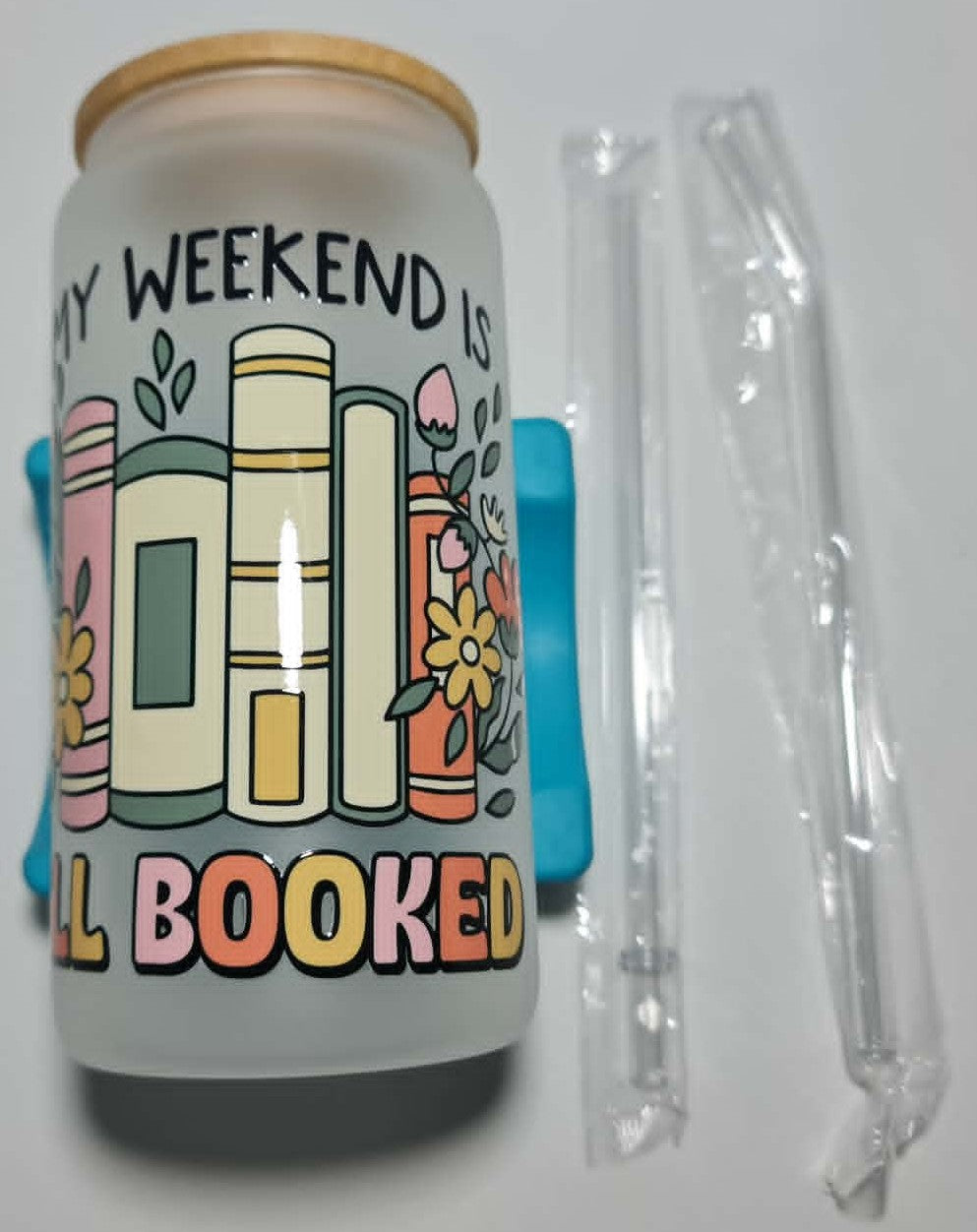 "My Weekend is all booked"  16oz Frosted Glass Tumbler