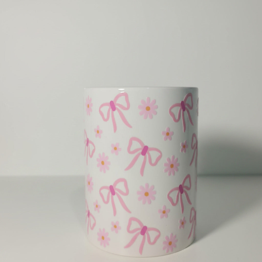 "Pink Bow & Flowers" Tea/Coffee Mug 443.6ml/15oz