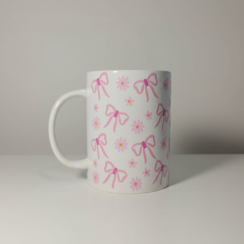 "Pink Bow & Flowers" Tea/Coffee Mug 443.6ml/15oz