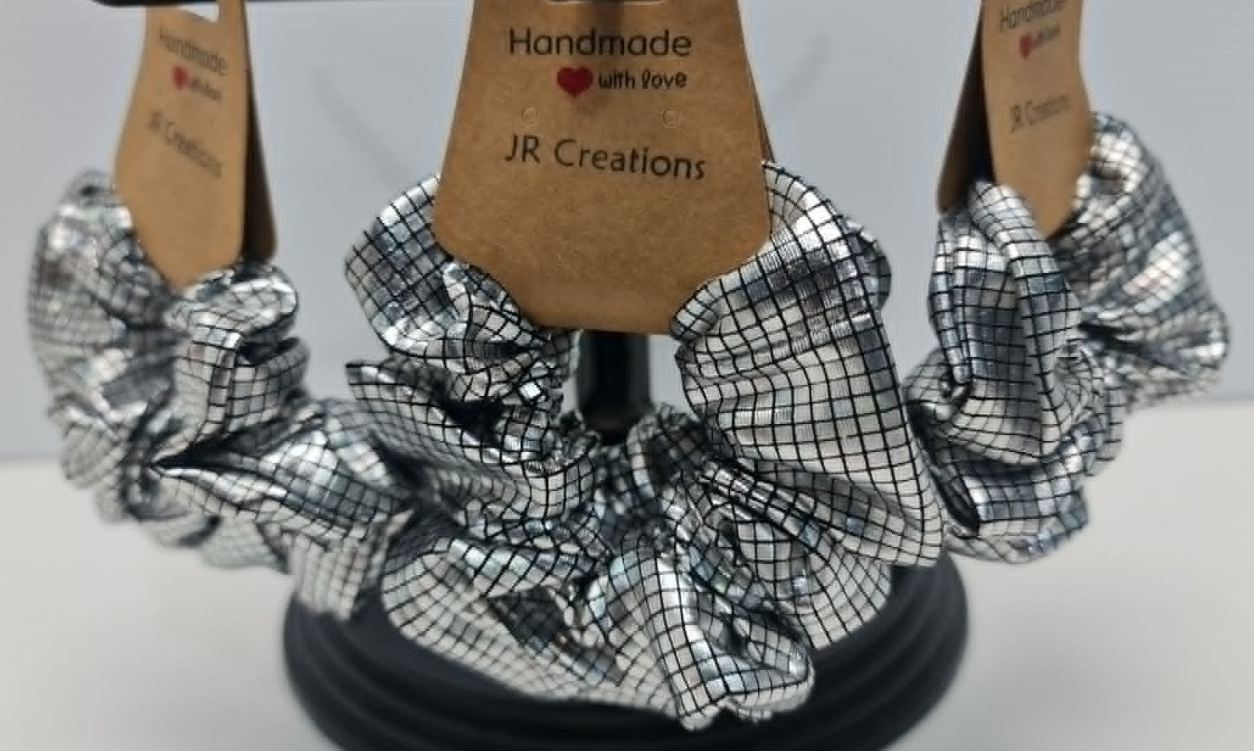 Handmade Silver Disco Ball Theme Scrunchies XS
