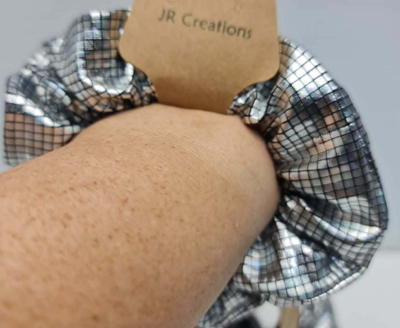 Handmade Silver Disco Ball Theme Scrunchies XS