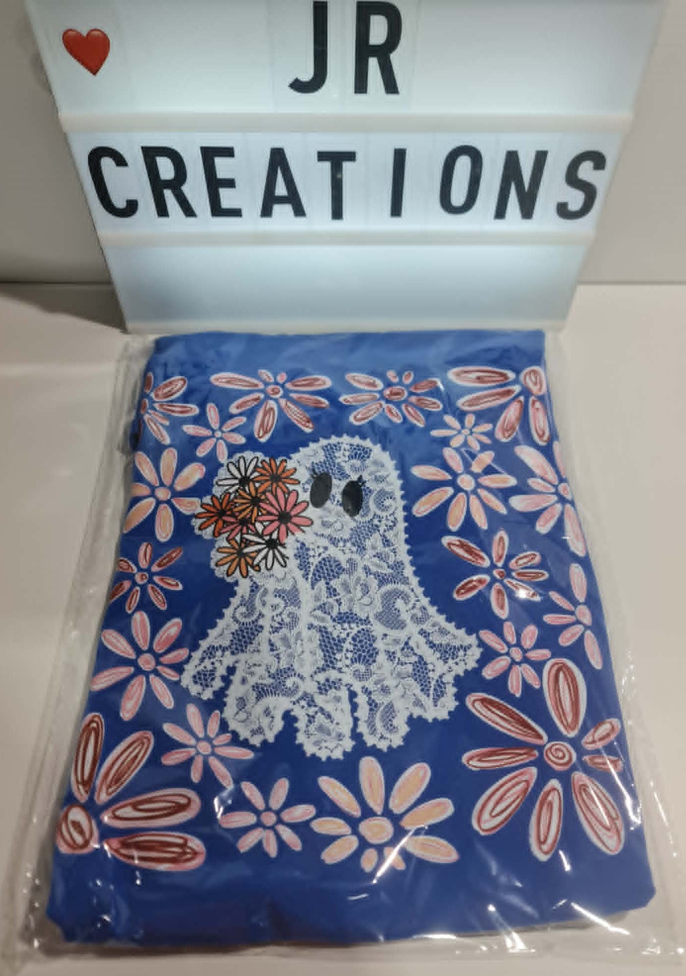 Graphic T Shirt White Lace Ghost Size Adult Large
