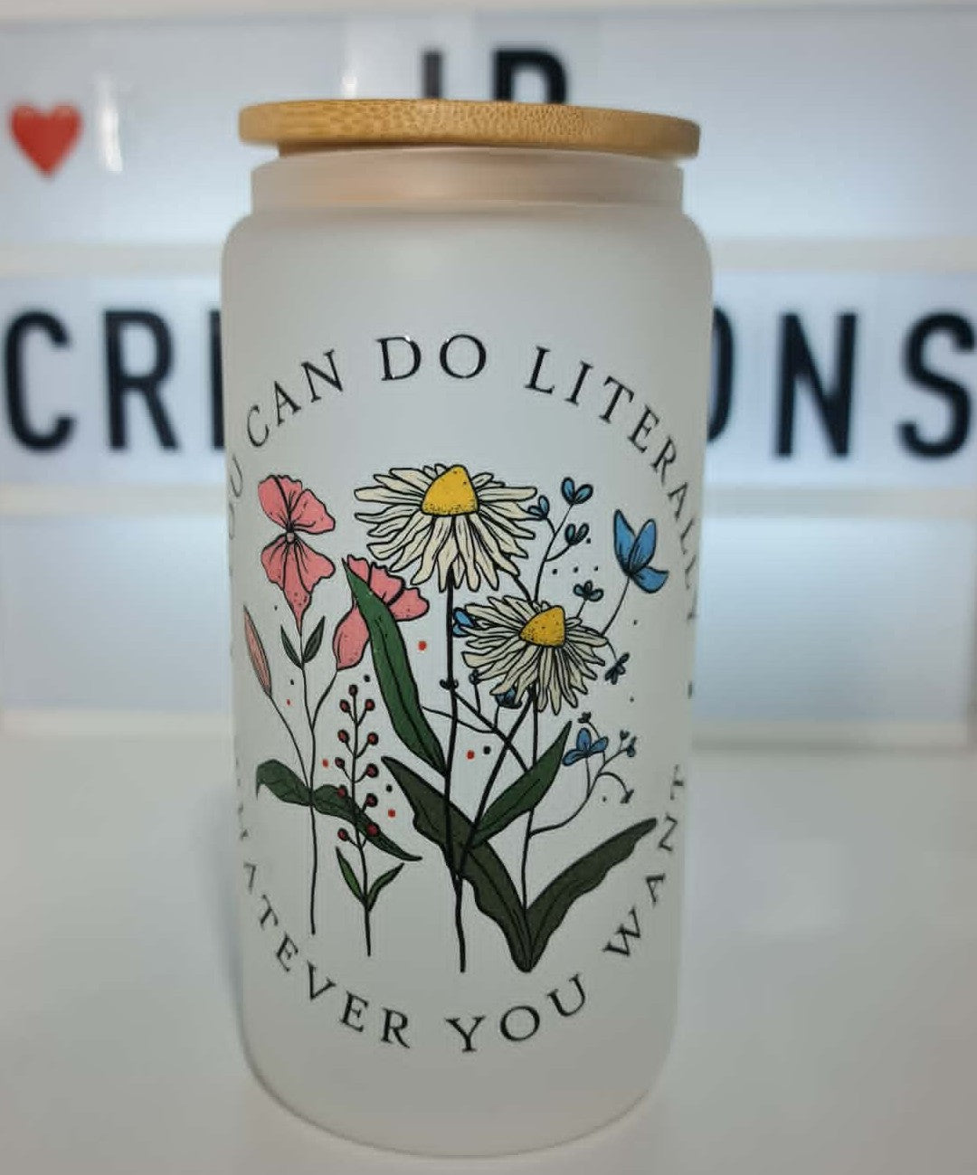 "You can do literally whatever you want" 16Oz Glass Tumbler Bamboo Lid