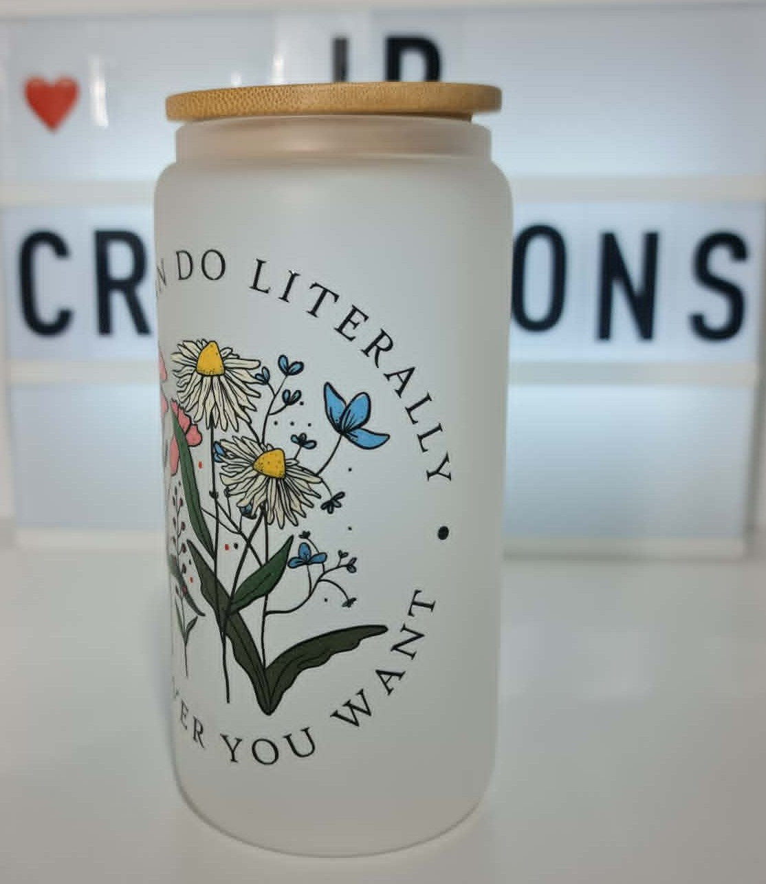 "You can do literally whatever you want" 16Oz Glass Tumbler Bamboo Lid
